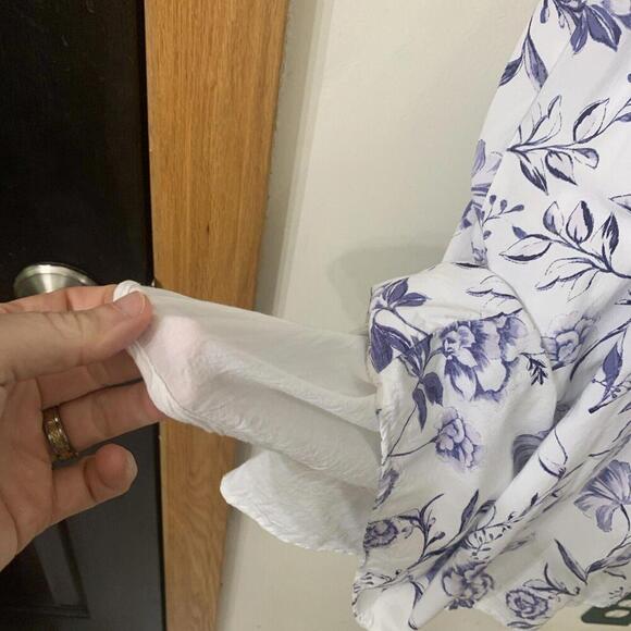 Women's Cynthia Rowley Floral Blue White MIDI Dress Size S Cottagecore Garden​​​ - Picture 5 of 10